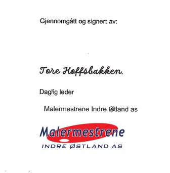 Signert erklæring for Åpenhetsloven, Tore Hoffsbakken, daglig leder, Malermestrene Indre Østland AS